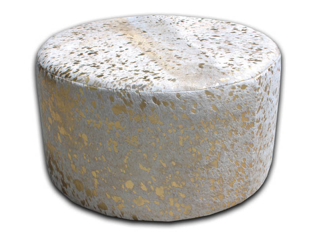 Round Ottoman Gold The Cowhide Company